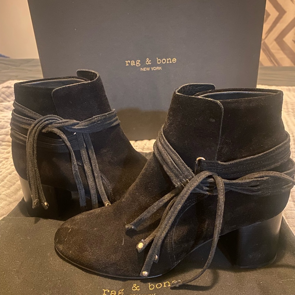Rag and Bone black suede booties 6.5